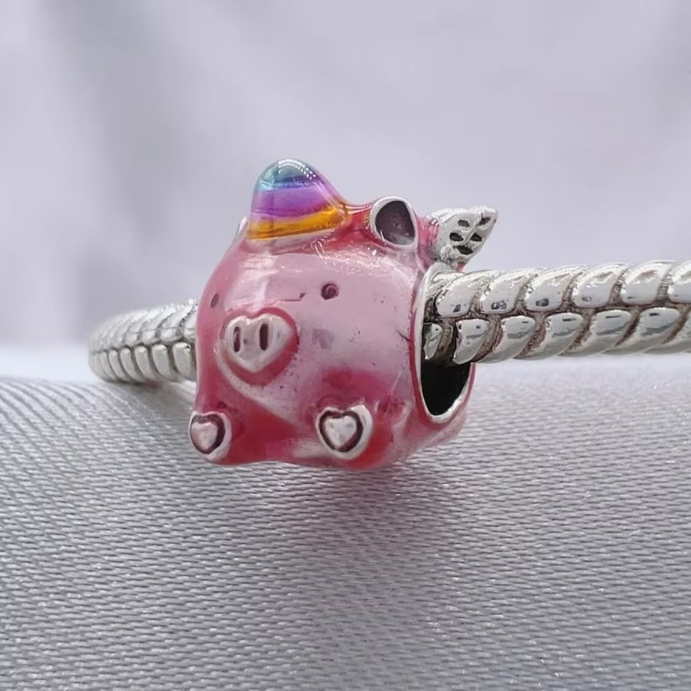 Pandora Flying Unicorn Pig Charm - Picture 1 of 4